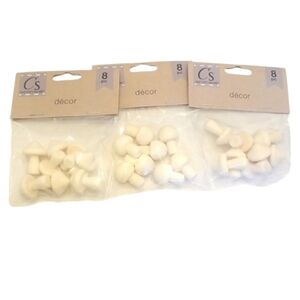 NEW 3 Sealed Bags of Wooden Mushroom for Crafts
